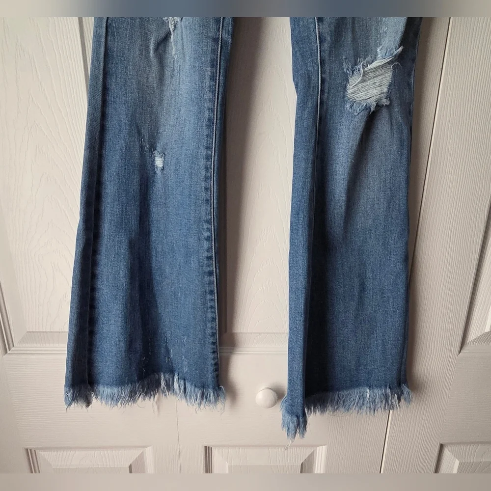 NWT Risen Raw Edge Waist W Frayed Hem Flare Jeans 27/5 - Picture 6 of 13